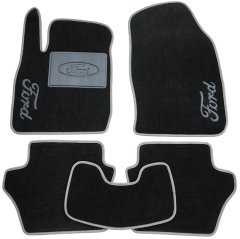 Ворсовые коврики в салон Ford Fiesta 2008- графитовый Бизнес (Gray Style)