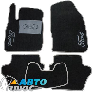 Ворсовые коврики в салон Ford Fiesta 2008- графитовый Бизнес (Gray Style)