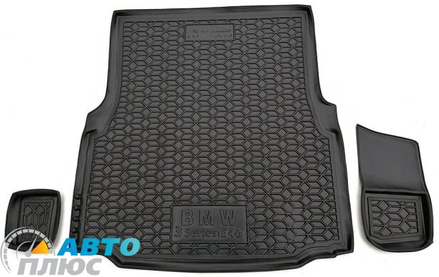 Автомобильный коврик в багажник BMW 3 (e46) 1998- Sedan (Avto-Gumm)