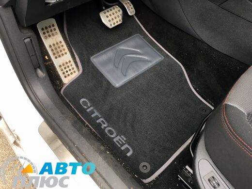Ворсовые коврики в салон Citroen C4 2010- графитовый Бизнес (Gray Style)