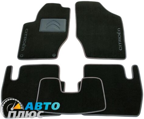 Ворсовые коврики в салон Citroen C4 2010- графитовый Бизнес (Gray Style)