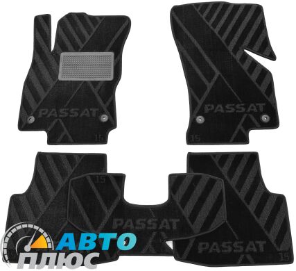 Композитні килимки в салон Volkswagen Passat B8 2015- (X) чорні AVTO-Tex
