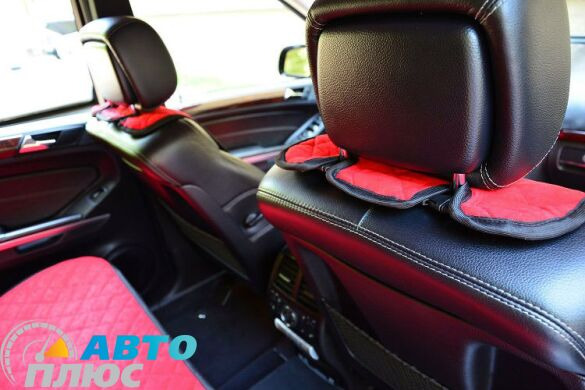 Накидки на сиденья автомобиля из алькантары красные (комплект) Стандарт