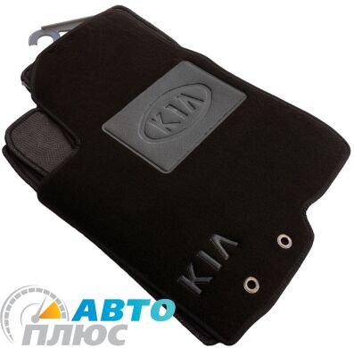 Ворсовые коврики в салон Kia Cerato 2009- черные ML Lux