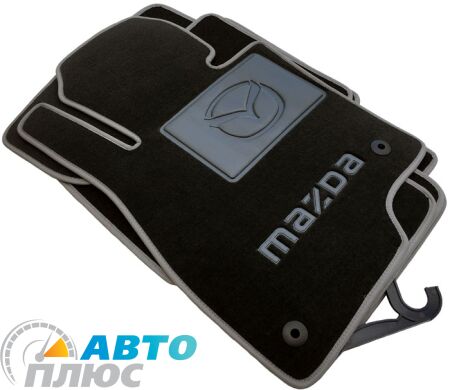 Ворсовые коврики в салон Mazda 6 2013- графитовый Бизнес (Gray Style)