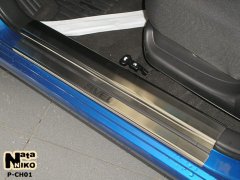 Накладки на пороги Chevrolet Aveo 2003-2011 (Premium)