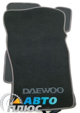 Ворсовые коврики в салон Daewoo Nexia 1998- серые ML Lux