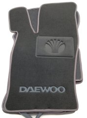 Ворсовые коврики в салон Daewoo Nexia 1998- серые ML Lux