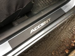 Накладки на пороги Hyundai Accent (RB) 2011- (Premium) карбон