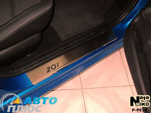 Накладки на пороги Peugeot 207 2006- (5 дверей) (Premium)