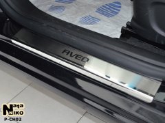 Накладки на пороги Chevrolet Aveo 2012- (Premium)