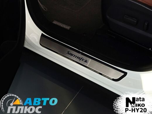 Накладки на пороги Hyundai Santa Fe (DM) 2012- (Premium)