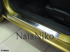 Накладки на пороги Mazda 2 2008-2014 (Premium)