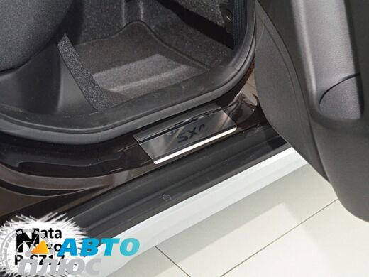 Накладки на пороги Suzuki SX4 2014- (Premium)