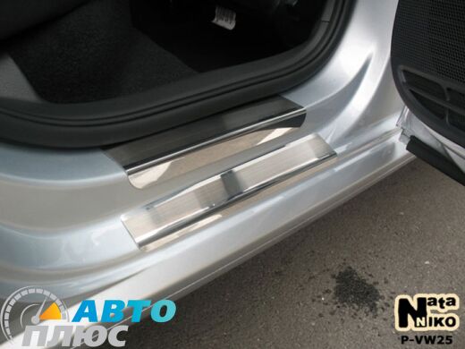 Накладки на пороги Volkswagen Polo 2009- SD/HB (Premium)
