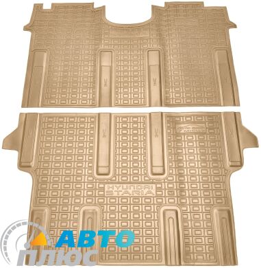 Автомобильные коврики в салон Hyundai Staria 2021- 2-3 ряд 7 мест бежевые (AVTO-Gumm)