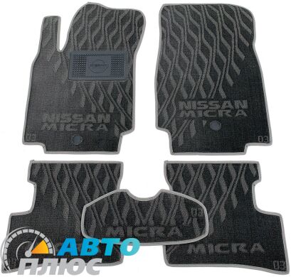 Композитные коврики в салон Nissan Micra (K12) 2002- (V) серые AVTO-Tex
