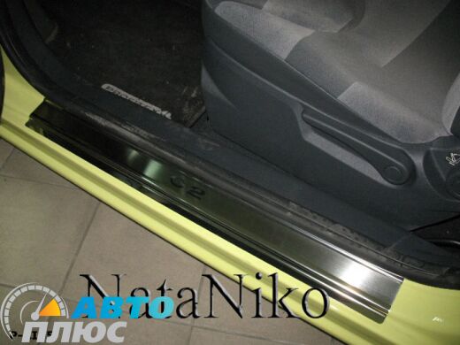 Накладки на пороги Citroen C2 2003- (3 двери) (Premium)