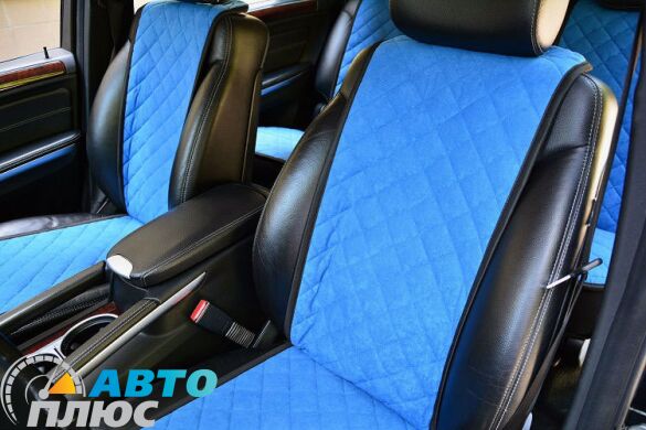 Накидки на сиденья автомобиля из алькантары синие (комплект) Стандарт