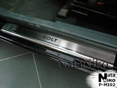 Накладки на пороги Mitsubishi Colt 04-/09- (3 двери) (Premium)