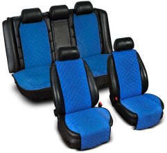 Накидки на сиденья автомобиля из алькантары синие (комплект) Премиум