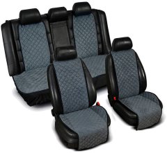 Накидки на сиденья автомобиля из алькантары серые (комплект) Премиум